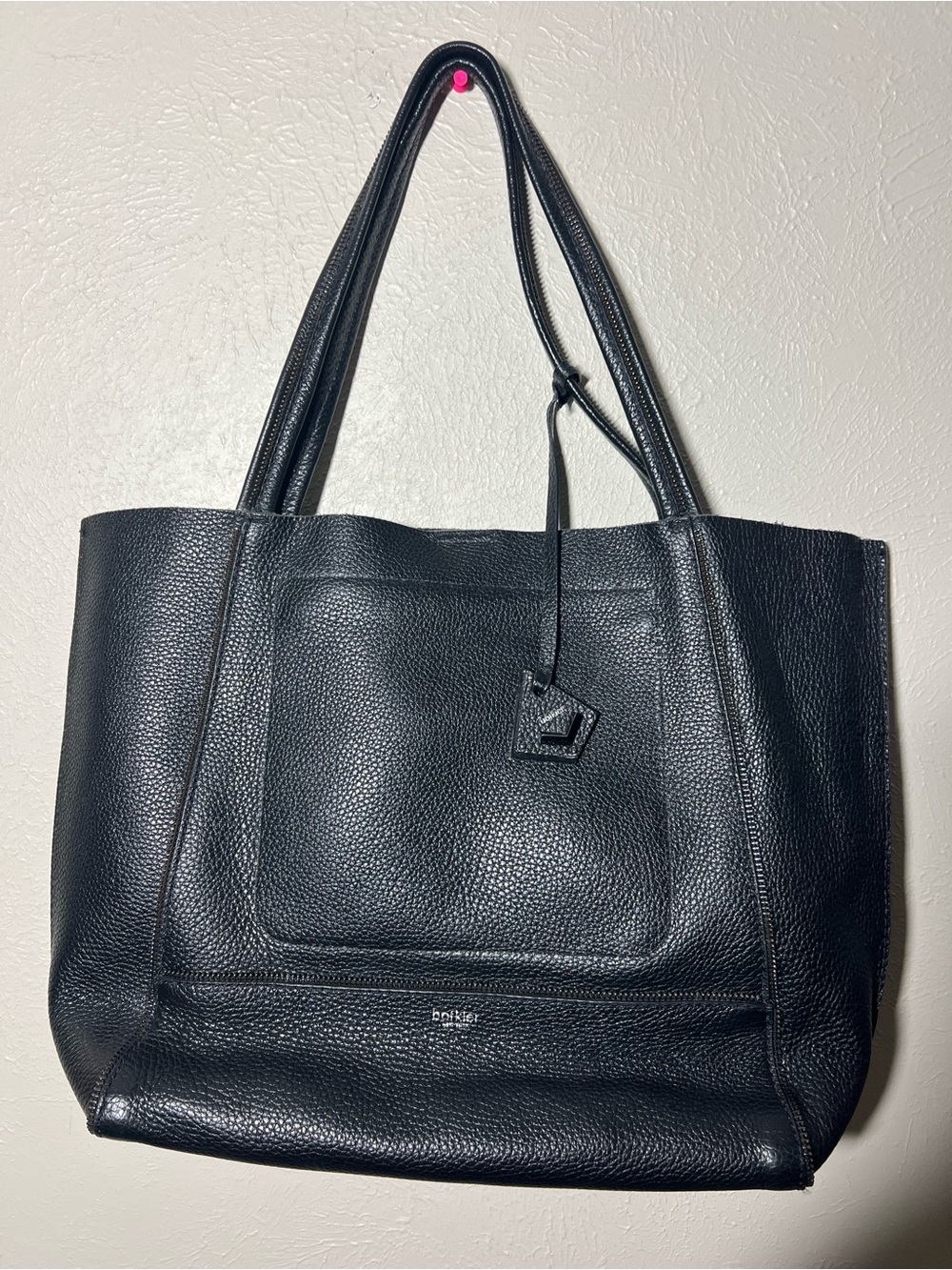 Botkier Soho Black Pebbled Leather Tote Bag 100% Leather NEW